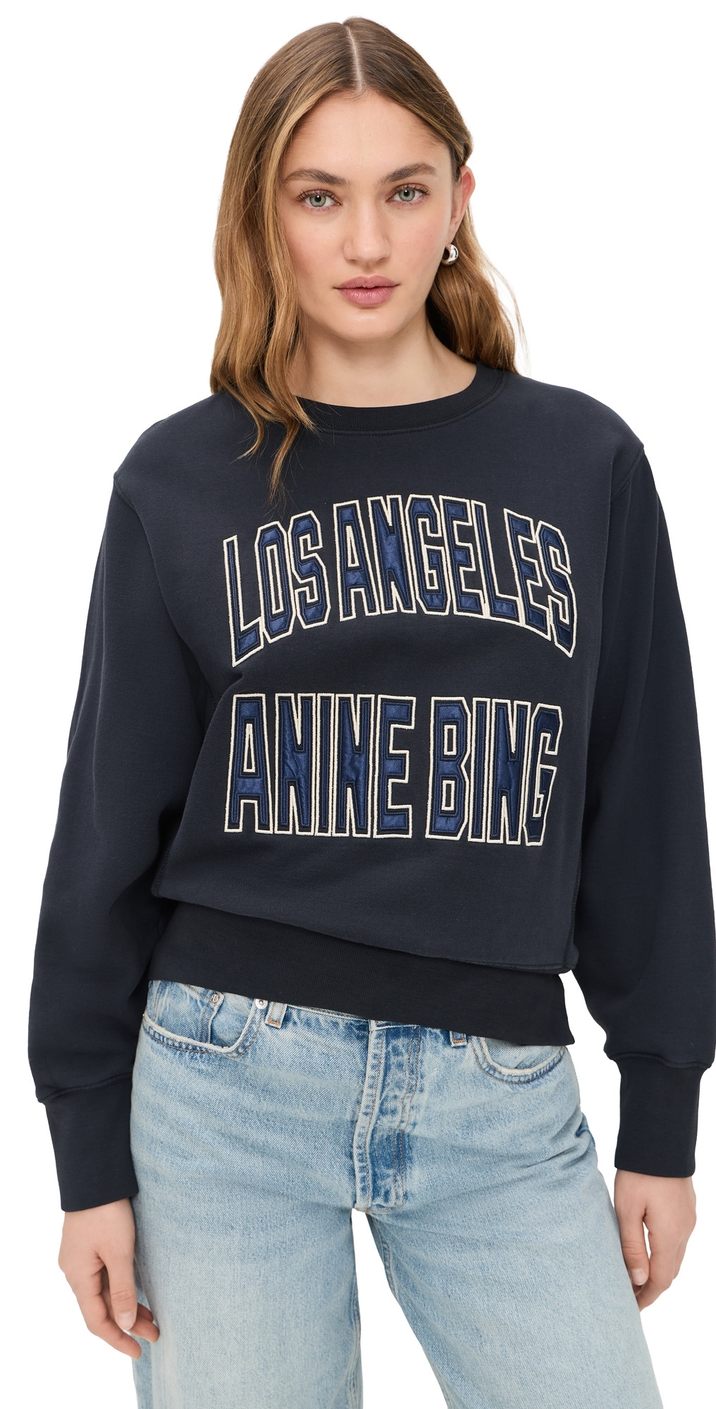 ANINE BING Harry Shrunken LA Sweatshirt Vintage Black S | Shopbop