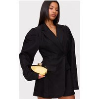 Gold Gloss Oval Hard Clutch | PrettyLittleThing US