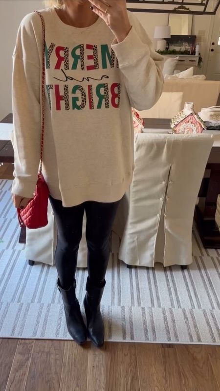 all walmart outfit, the cutest new christmas sweatshirt find for all your holiday parties coming up!!

#LTKVideo #LTKover40 #LTKHoliday
