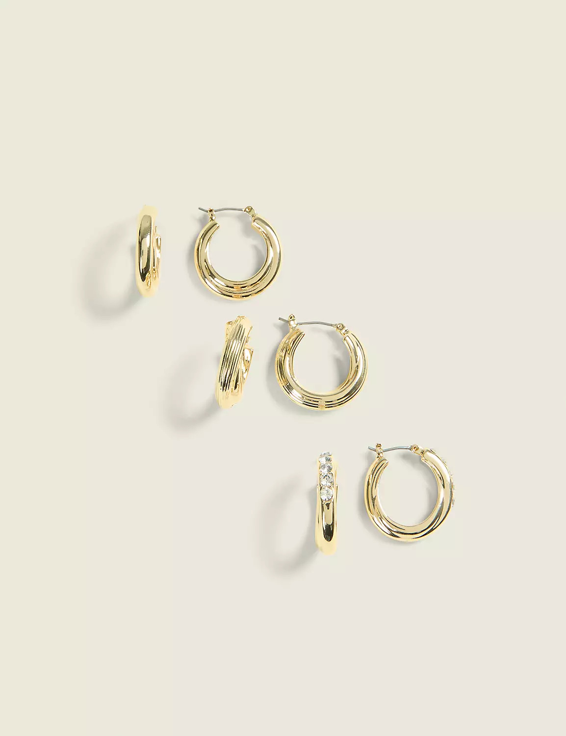 Essential Goldtone Hoop Earrings 3-Pack | Lane Bryant (US)