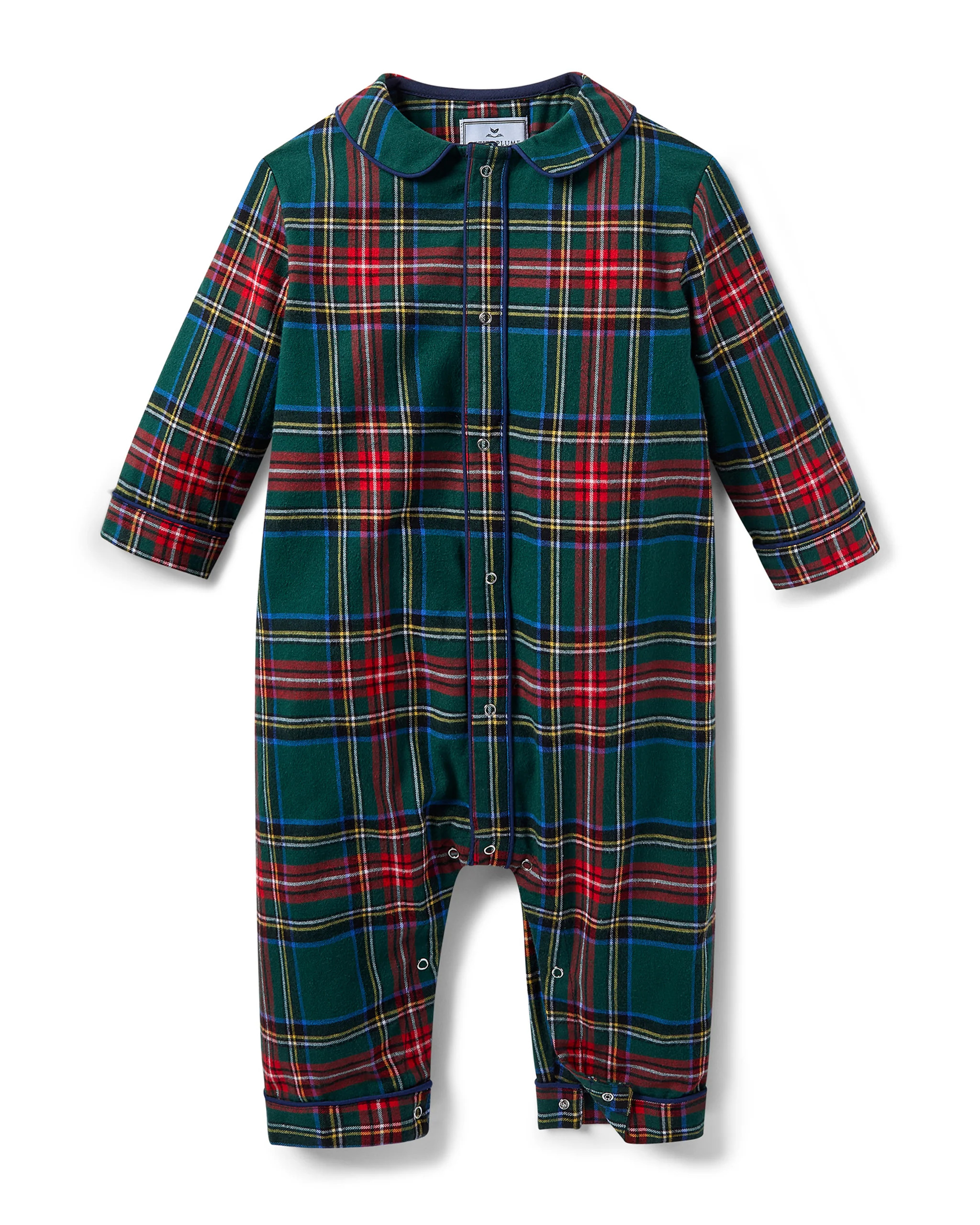 Baby's Brushed Twill Cambridge Romper in Kensington Tartan | Petite Plume