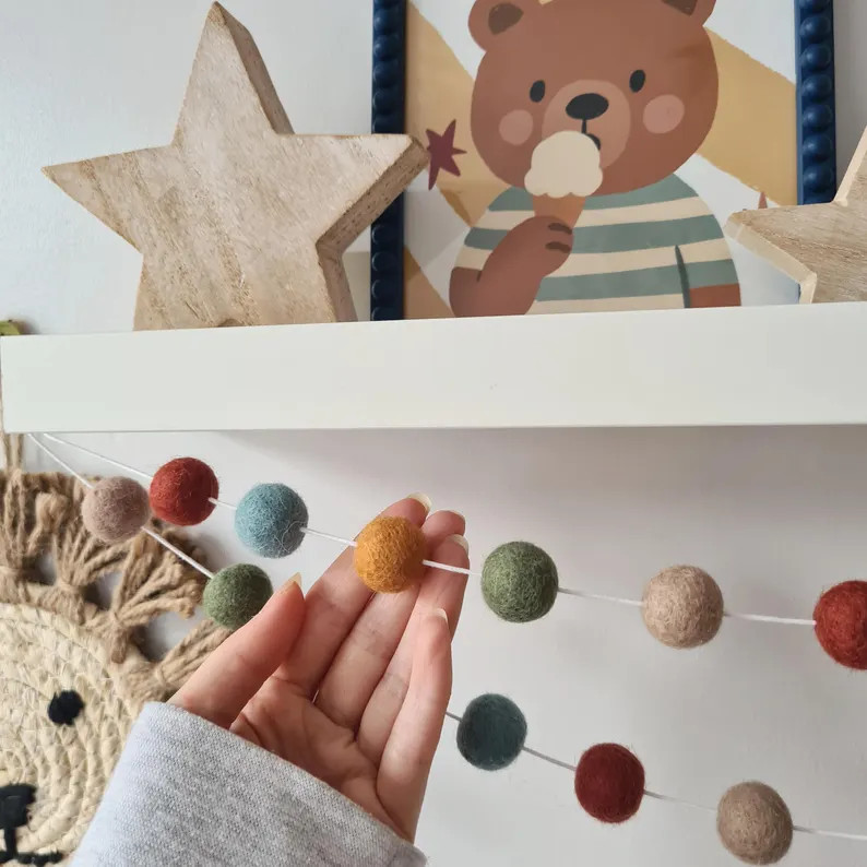 Boho Jungle Felt Ball Garland: Nursery Playroom Decor | Etsy (Global)