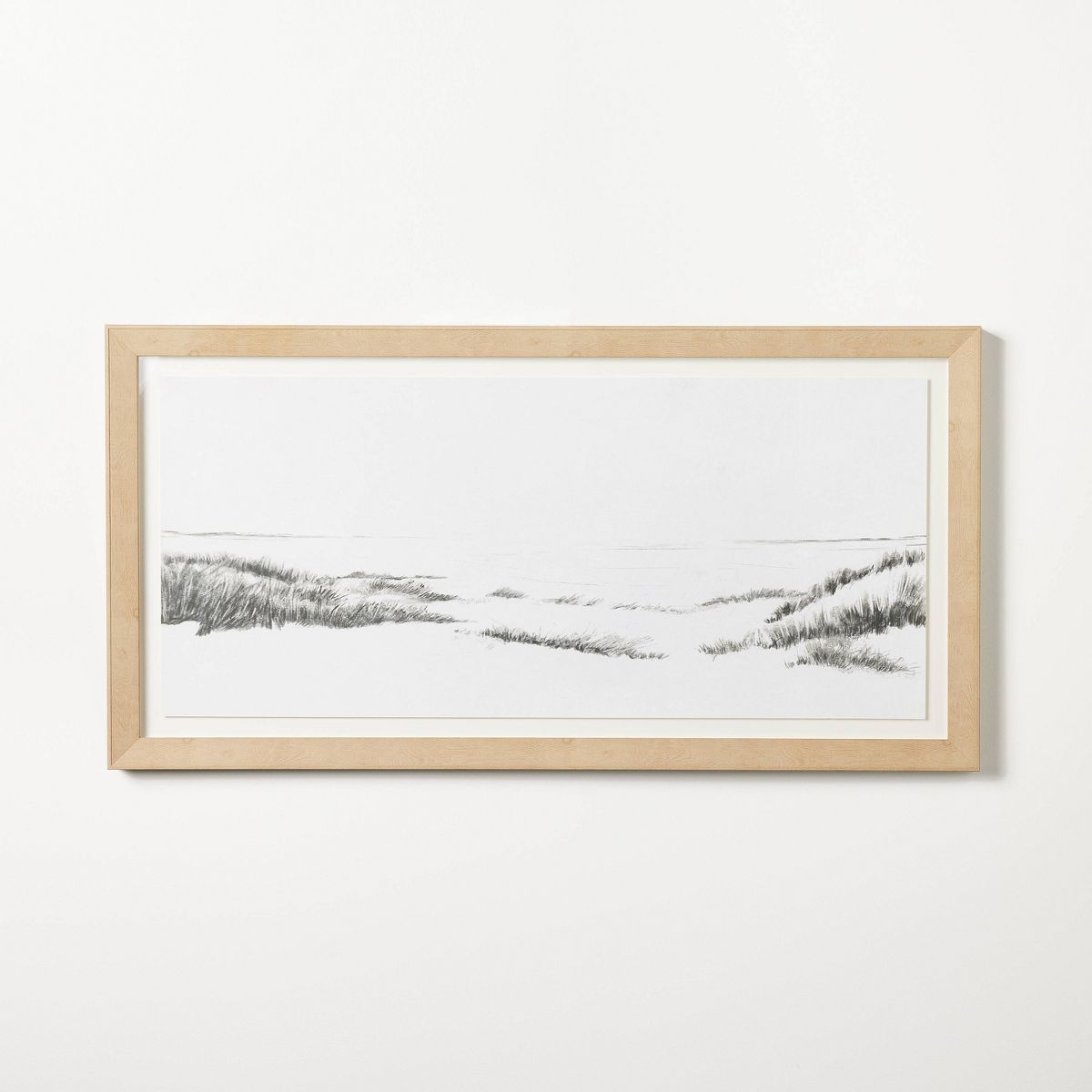 47"x24" Grassy Beach Dune Floated Paper Framed Under Plexiglass Wall Art - Threshold™ designed ... | Target