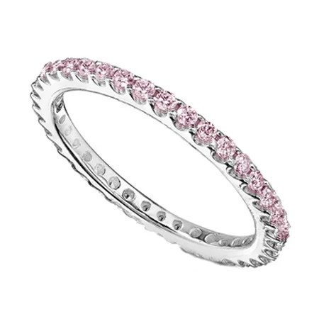 925 Sterling Silver Ring 2mm Pink Stackable Eternity Band Women s Wedding Accent | Walmart (US)