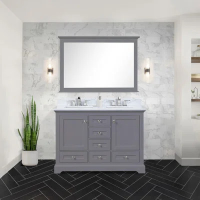 48 In. W X 22 In. D 2 Door Double Bath Vanity With Carrara Marble Top | Wayfair North America