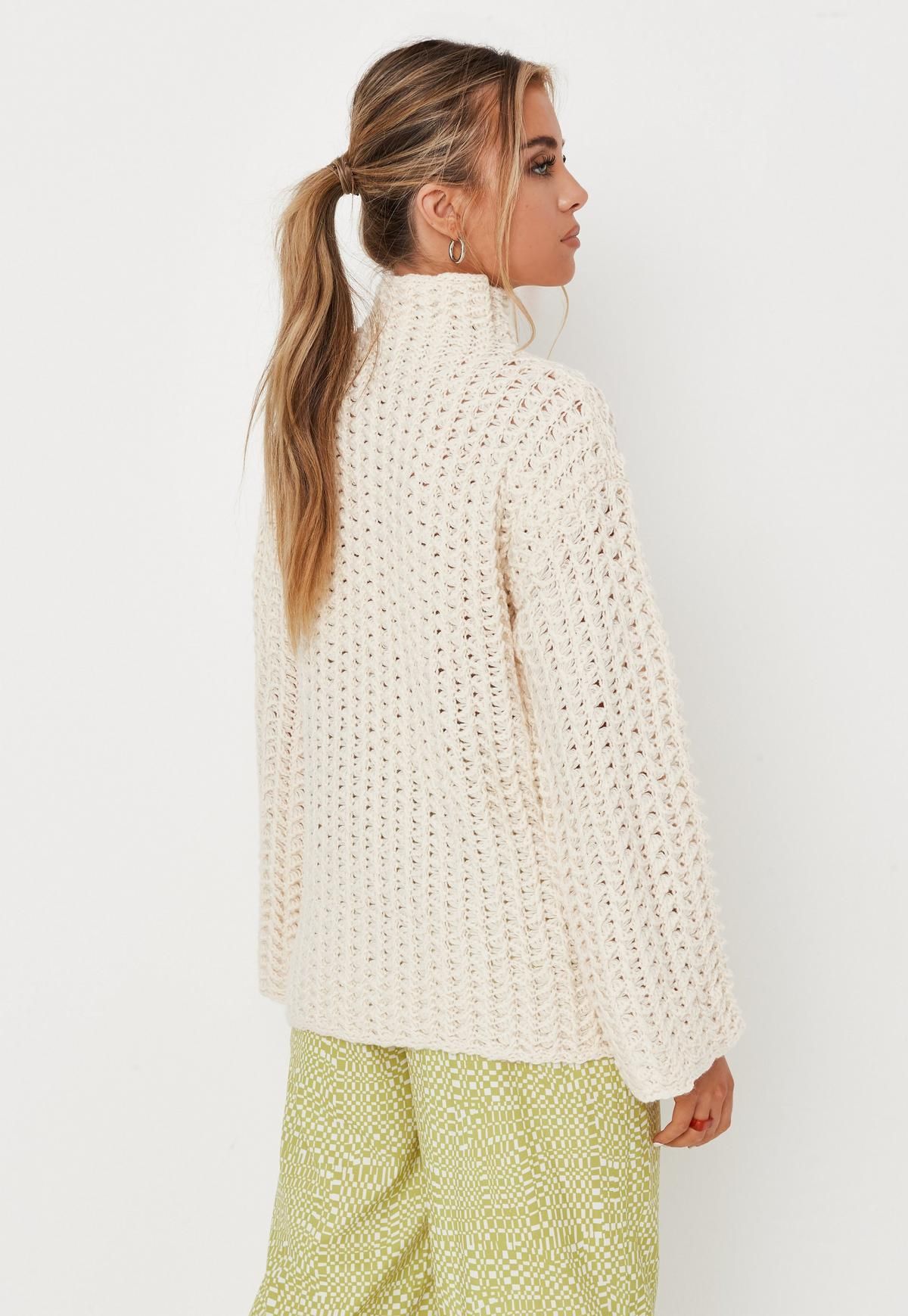 Cream Honeycomb Knit High Neck Jumper | Missguided (UK & IE)
