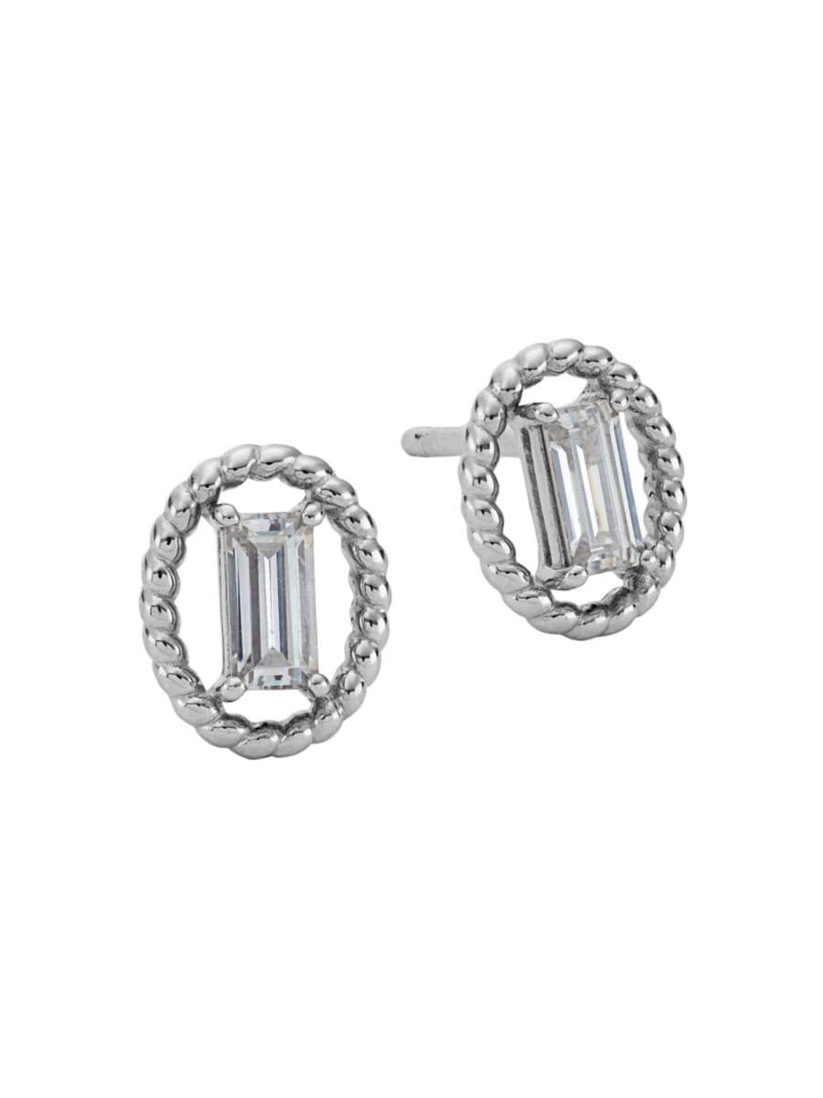 Adriana Orsini Veritas Rhodium-Plated Cubic Zirconia Earrings | Saks Fifth Avenue