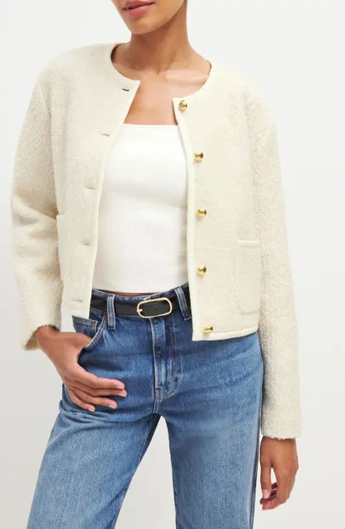 Reformation Dale Fleece Crop Jacket in Cream at Nordstrom, Size Small | Nordstrom
