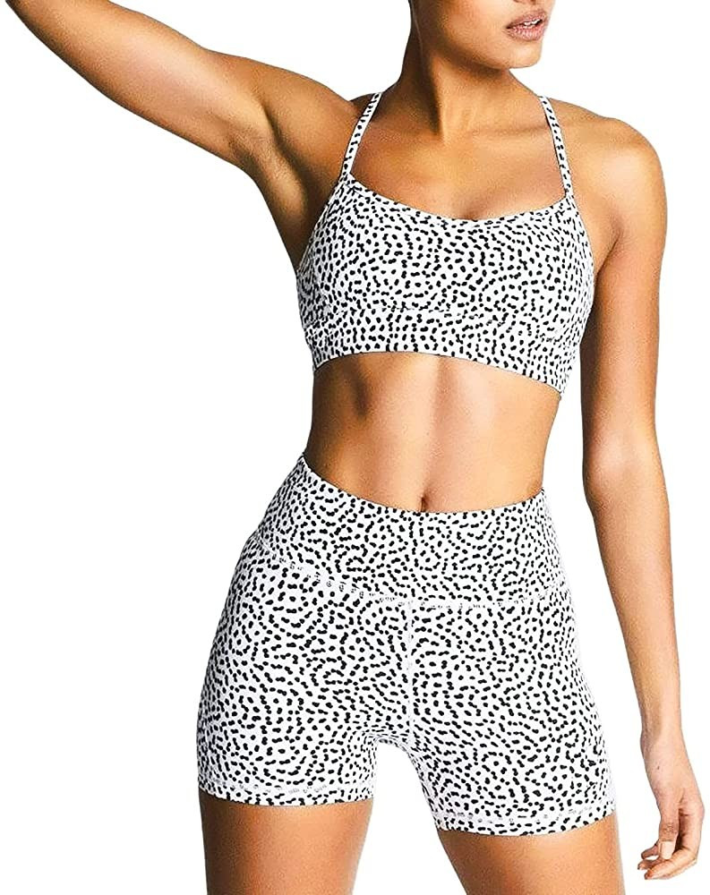 Women's Workout Sets 2 Piece Yoga Outfits High Waisted Yoga Leggings Shorts and Sports Bra Gym Cl... | Amazon (US)