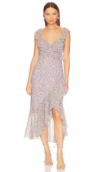Mahalia Dress in Lilac & Orange Floral Lilac Dress Lavender Dress Purple Dress Flowy Summer Dress | Revolve Clothing (Global)