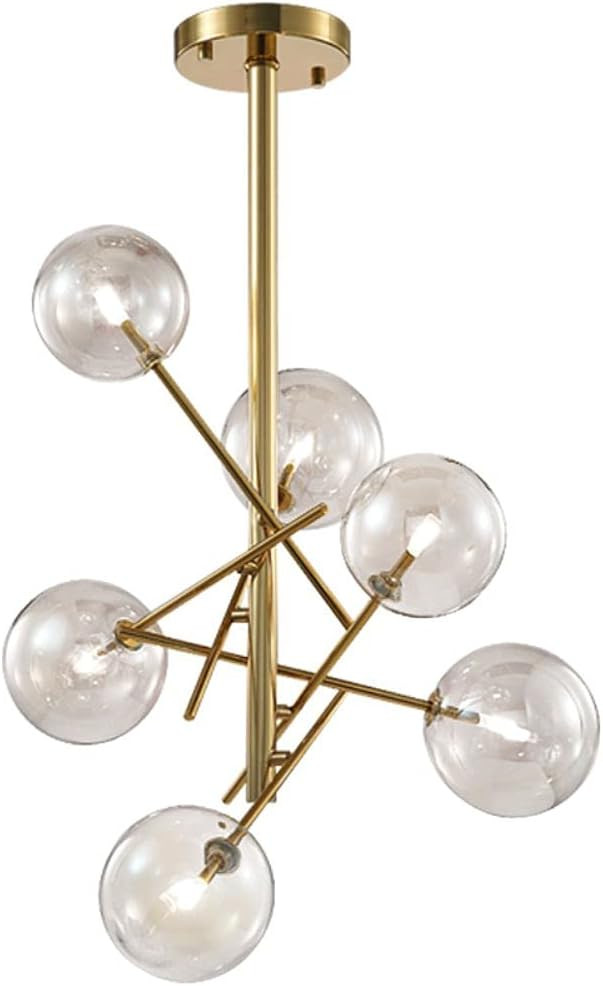KCO Lighting Sputnik Chandelier 6-Light Gold Metal Ceiling Pendant Light Fixtures with Clear Glas... | Amazon (US)