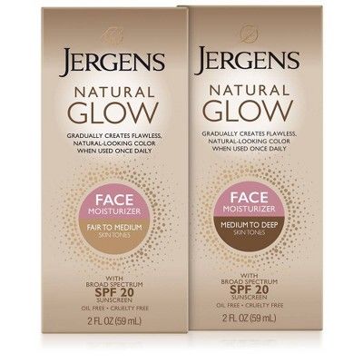 Jergens Natural Glow Face Moisturizer, Self Tanner, Daily Face Sunscreen - SPF 20 - 2 fl oz | Target