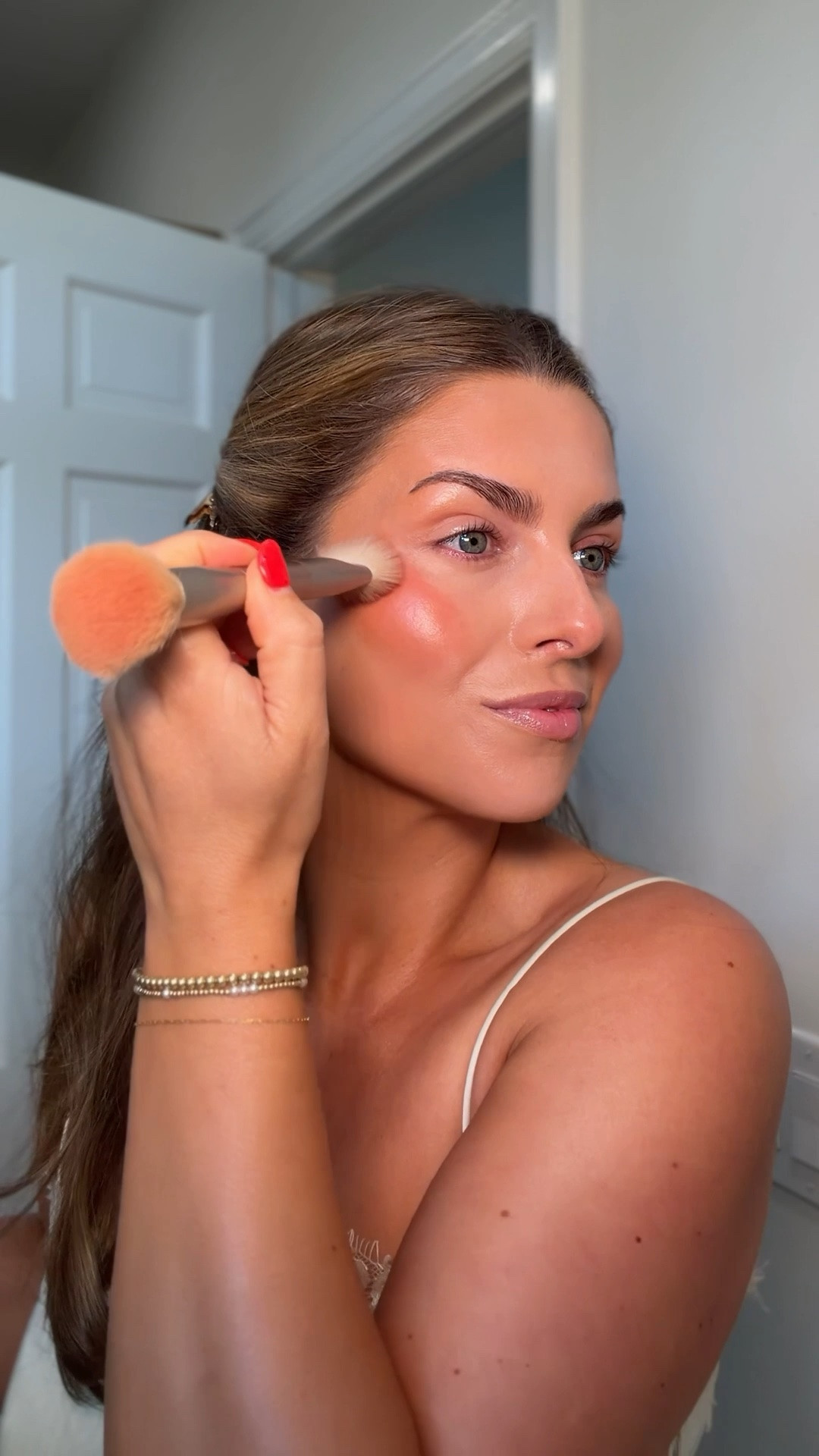 Blush hack of the summer ✨ wearing shade 02 in the Rhode highlight milk & shade “future” in the hourglass liquid blush

#LTKgrwm #LTKBeauty #LTKmomlife