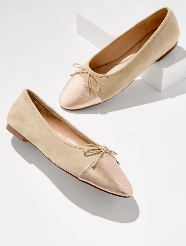 Ansly Metallic Suede Ballet Flats | Talbots