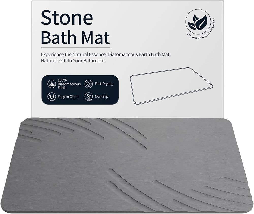 Stone Bath Mat Diatomaceous Earth Shower Mat Non-Slip Super Absorbent Diatomite Stone Mats for Ba... | Amazon (US)