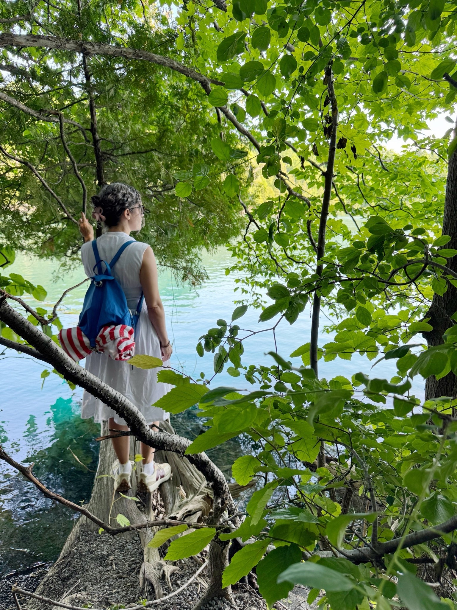 Wore a dress hiking! Anthropologie dress over my swimsuit, New Balance sneakers, Rebecca Minkoff backpack.

#LTKdayinmylife #LTKmomlife #LTKOver40