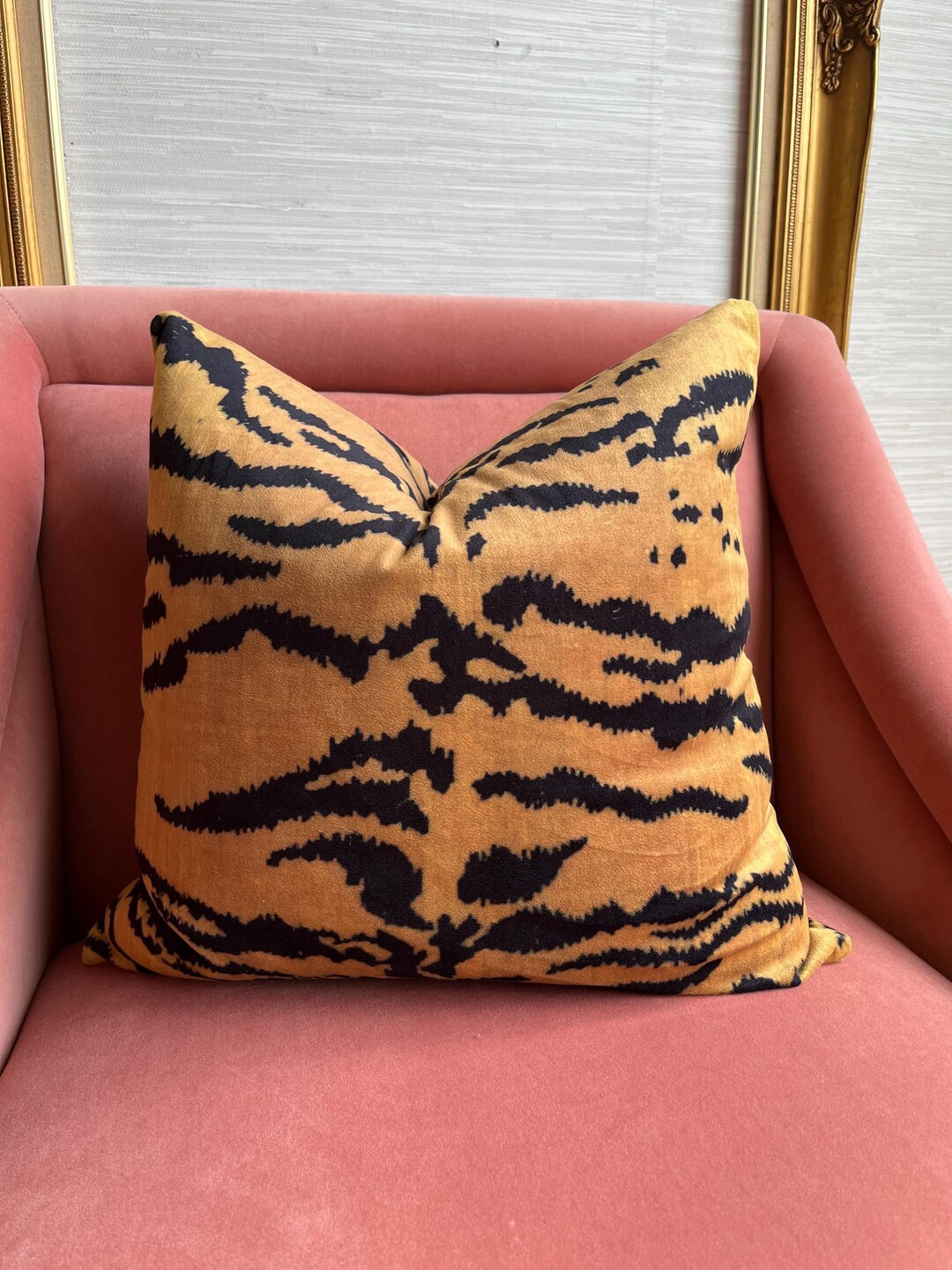 Scalamandré Inspired Tiger Print Velvet Zippered Animal Print PILLOW COVER |  18” x 18” | Etsy (US)
