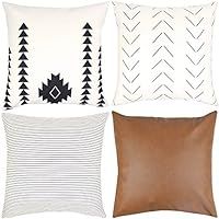 Woven Nook Decorative Throw Pillow COVERS ONLY For Couch, Sofa, or Bed Set Of 4 18 x 18 inch Modern  | Amazon (US)