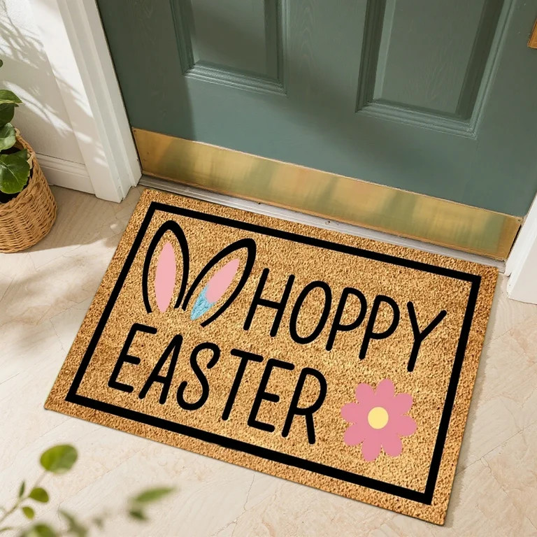 Happy Easter Welcome Decorative Doormat Non-Slip Coir Carpet Funny Easter Bunny Door Mat for Fron... | Walmart (US)