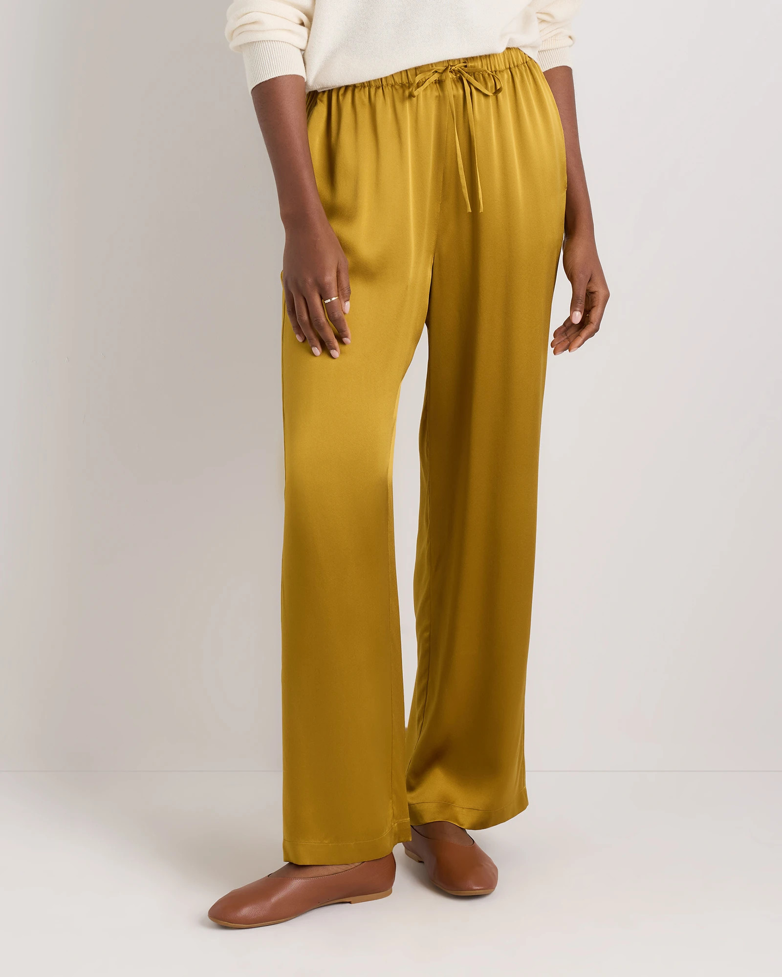 100% Washable Silk Drawstring Wide Leg Pants | Quince