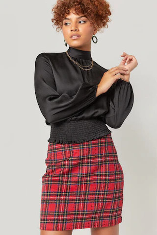 Gemma Sequin Plaid Mini Skirt - francesca's | Francesca's
