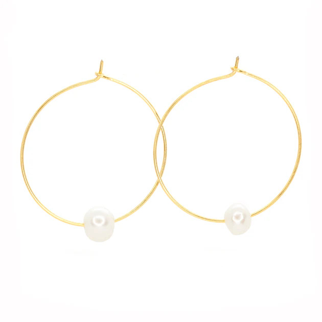 Fresh Water Single Pearl Hoops ~ Salty Shells | Salty Cali
