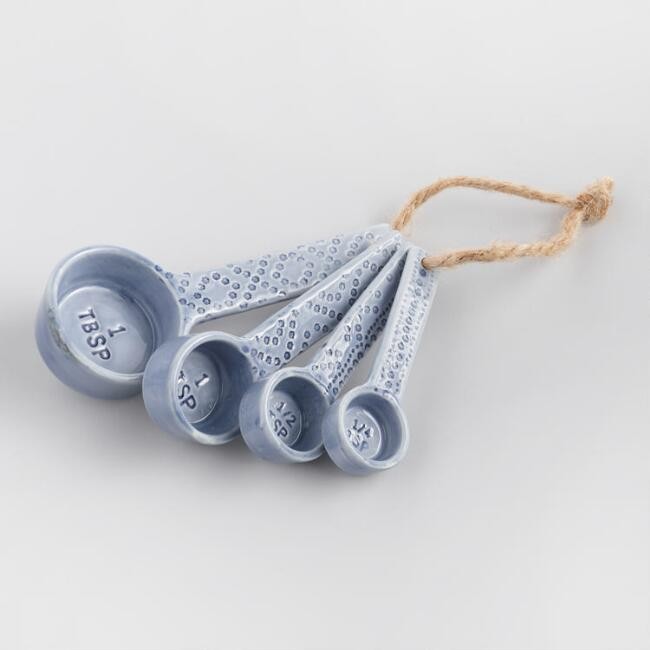 Blue Shibori Print Ceramic Measuring Spoon Set | World Market