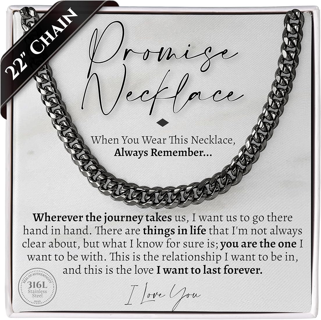 Love You This Much Promise Cuban Chain Necklace for Him, 7mm Thick, Sentimental Gift for Him, BF ... | Amazon (US)