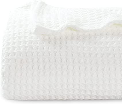 Bedsure 100% Cotton Blankets Queen Size for Bed - 405GSM Waffle Weave Blankets for All Seasons, W... | Amazon (US)