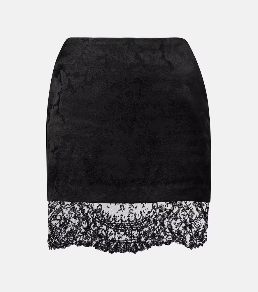 Saint Laurent Lace-trimmed jacquard miniskirt | Mytheresa (US/CA)