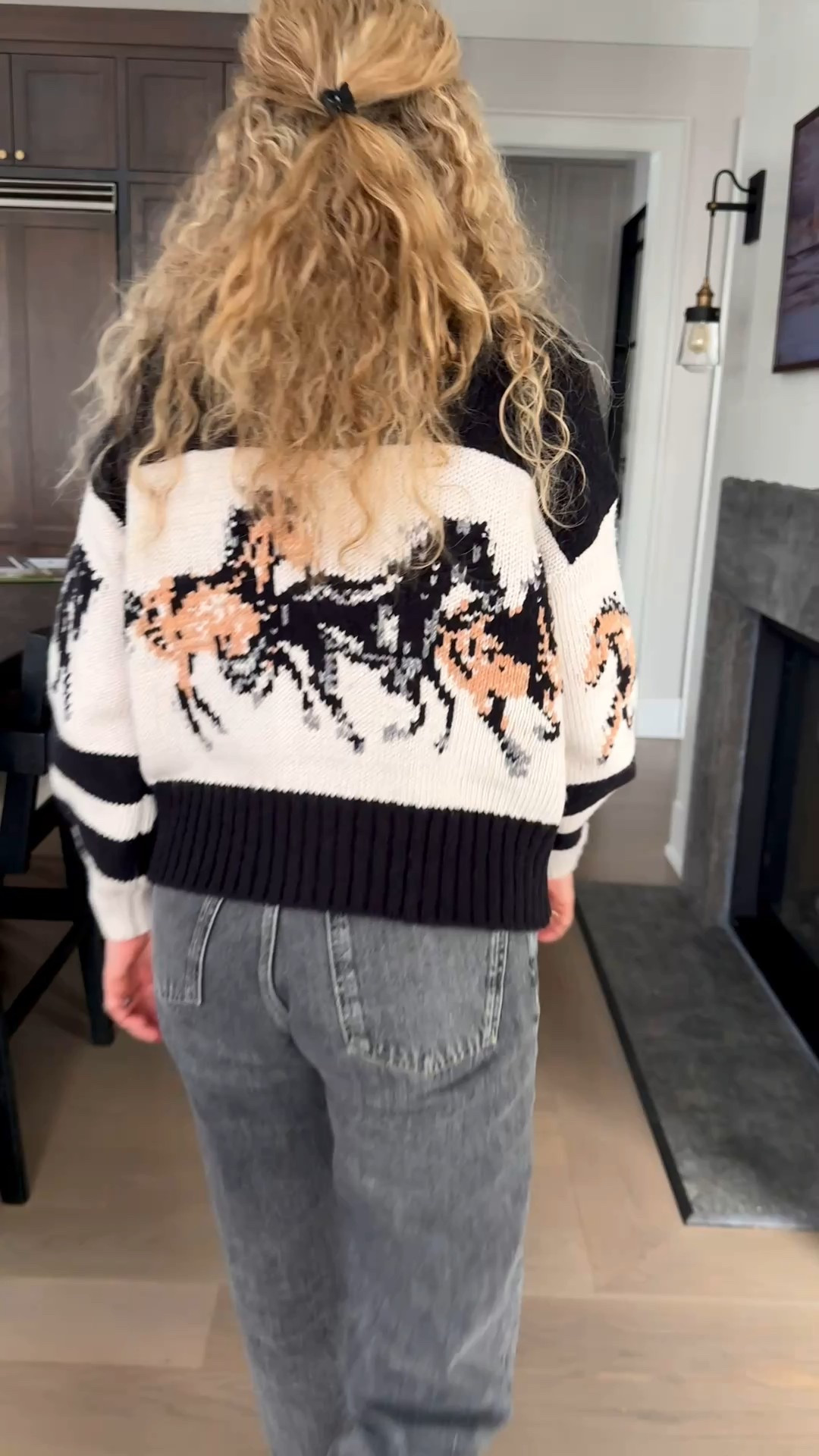 The cutest cardigan! It can be worn year round. Wear it buttoned or open with a tee or tank under. Love the horse trend. Wearing an XS .
@Anthropologie 

#LTKOver40 #LTKgrwm #LTKootd