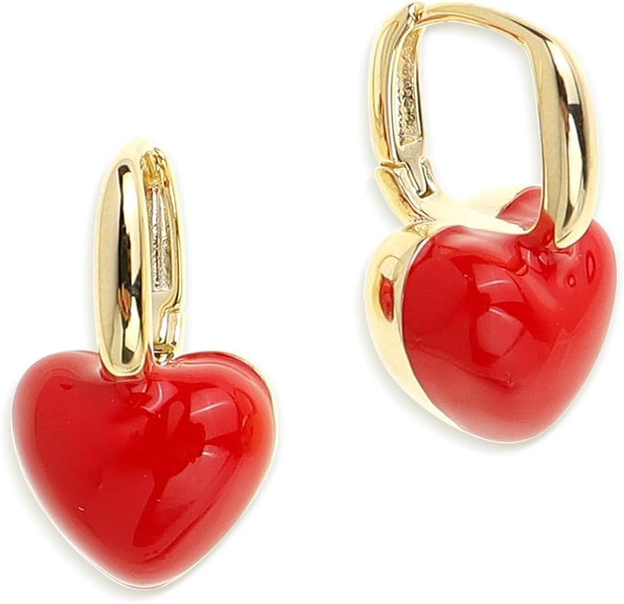 Sonateomber Heart Hoop Earrings for Women Girls, Valentine Large Chunky Love Huggie Earing Weddin... | Amazon (US)
