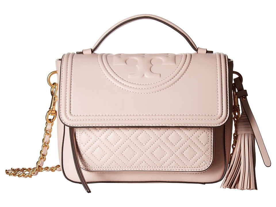 Tory Burch - Fleming Satchel (Shell Pink) Satchel Handbags | Zappos