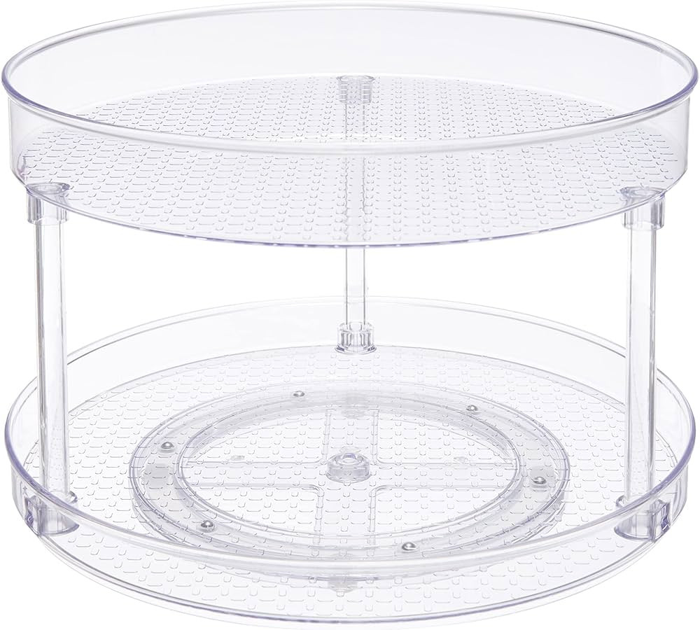 Amazon Basics 2 Tier Lazy Susan Turntable Organizer, 12" Diameter, Clear | Amazon (US)