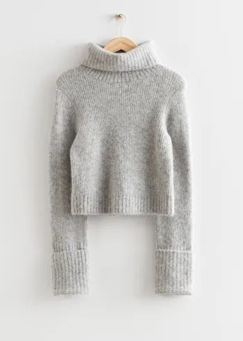 Fold-Up Cuff Turtleneck Jumper - Grey - & Other Stories WW | & Other Stories US