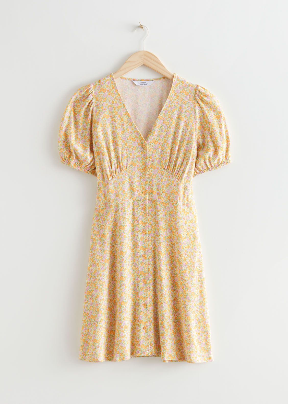 Printed Buttoned Mini Dress - Yellow | & Other Stories (EU + UK)