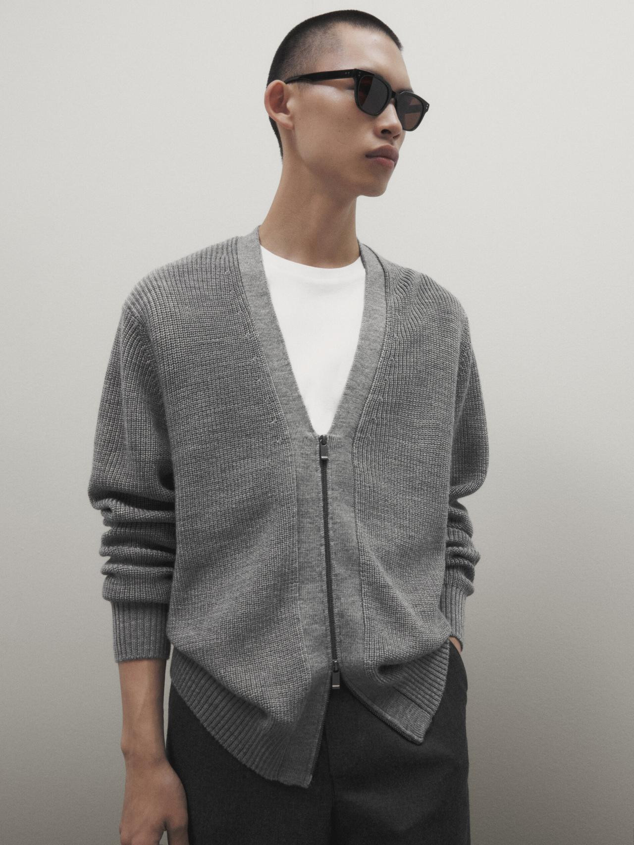 Knit cardigan with zip - Limited Edition | Massimo Dutti UK