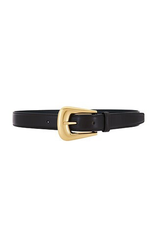 Saint Laurent Boucle Folk Belt in Dark Burnt Chocolate - Chocolate. Size 90 (also in 70, 85). | FWRD 