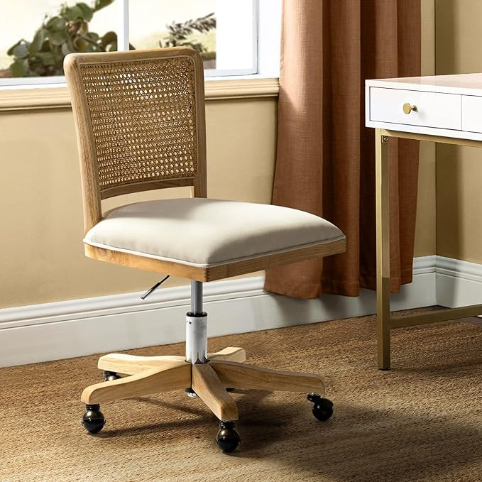 Modern Home Office Chair Comfortable Upholstered Armless Desk Chair, Adjustable Swivel Rolling Co... | Amazon (US)