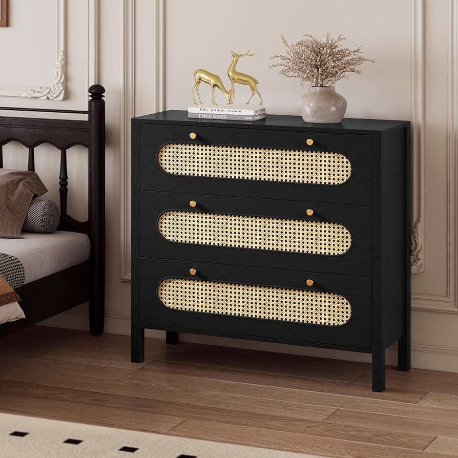 DWVO 3 Drawer Dresser for Bedroom, Chests of Drawers, Black Dresser Organizer for Closet, Modern ... | Amazon (US)