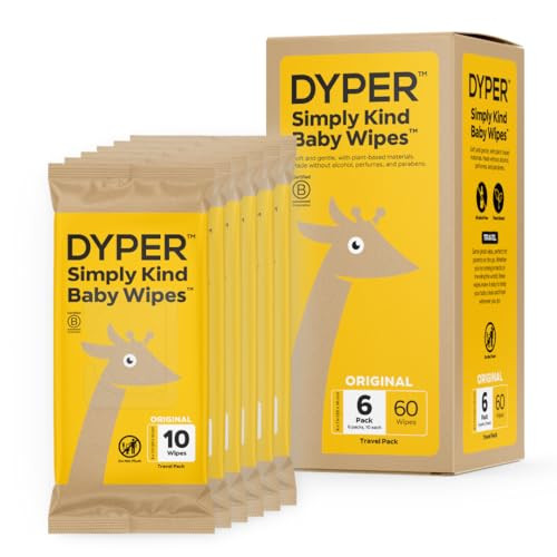 DYPER Baby Wipes | 99% Water Wipes | 100% Plant-Based | Hypoallergenic for Sensitive Skin | Honest Ingredients | Fragrance Free | Plastic-Free (60 Travel Wipes (Pack of 6)) | Amazon (US)