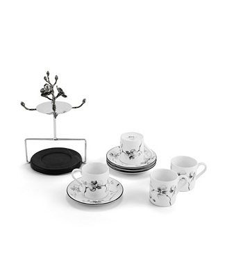 Orchid 9 Piece Demitasse Cups and Stand Set | Macy's