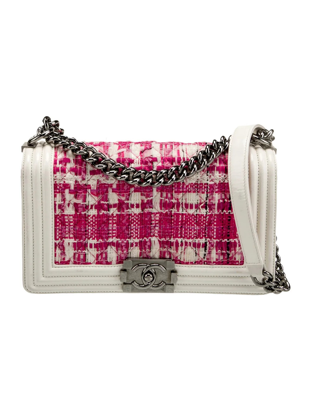 Chanel Medium Tweed Boy Bag - Pink Shoulder Bags, Handbags - CHA1214946 | The RealReal | The RealReal