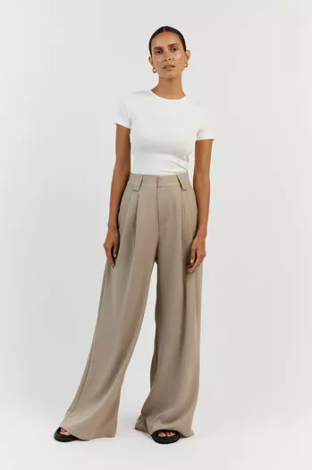 AMELIA OFF WHITE LINEN BLEND PANT