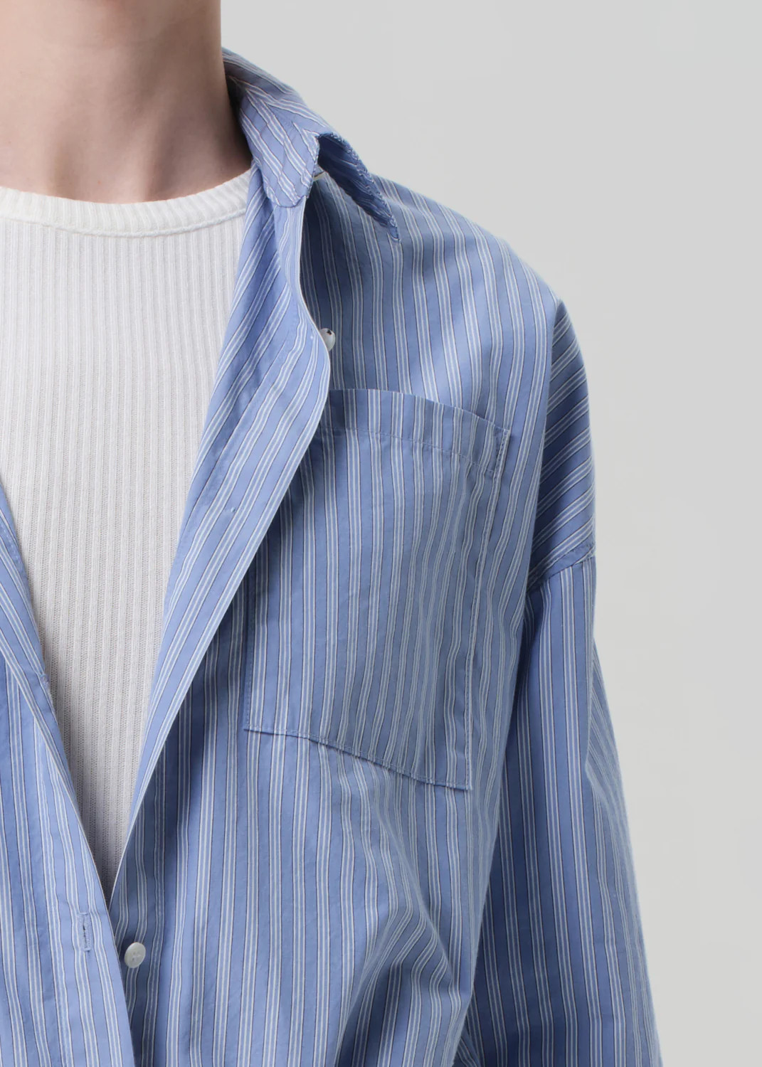 Frances Cropped Cape Button Up in Kindered Stripe | Citizens of Humanity