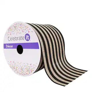 4" Faux Linen Wired Stripe Ribbon by Celebrate It™ | Michaels Stores