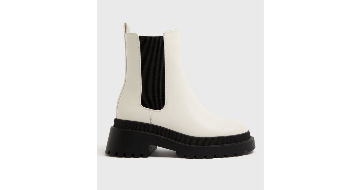 Off White Leather-Look High Ankle Chelsea Boots
						
						Add to Saved Items
						Remove from... | New Look (UK)