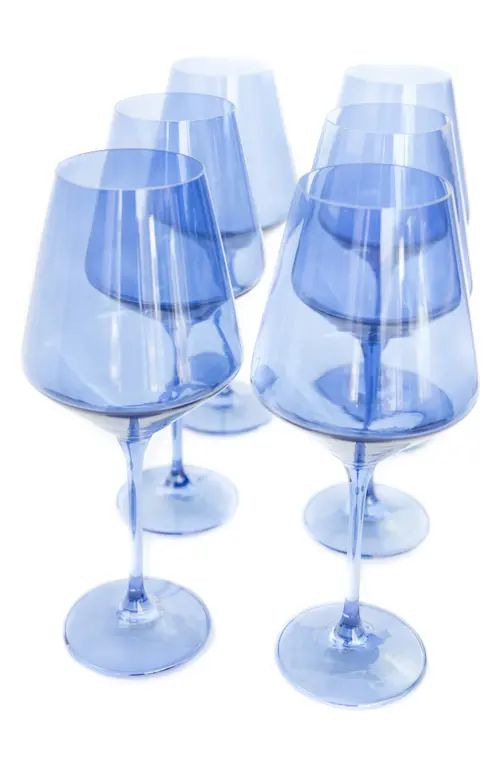 Estelle Colored Glass Set of 6 Stem Wineglasses in Blue at Nordstrom | Nordstrom