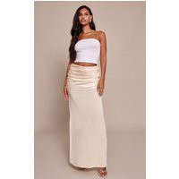 Cream Satin Overlay Chiffon Maxi Skirt | PrettyLittleThing US