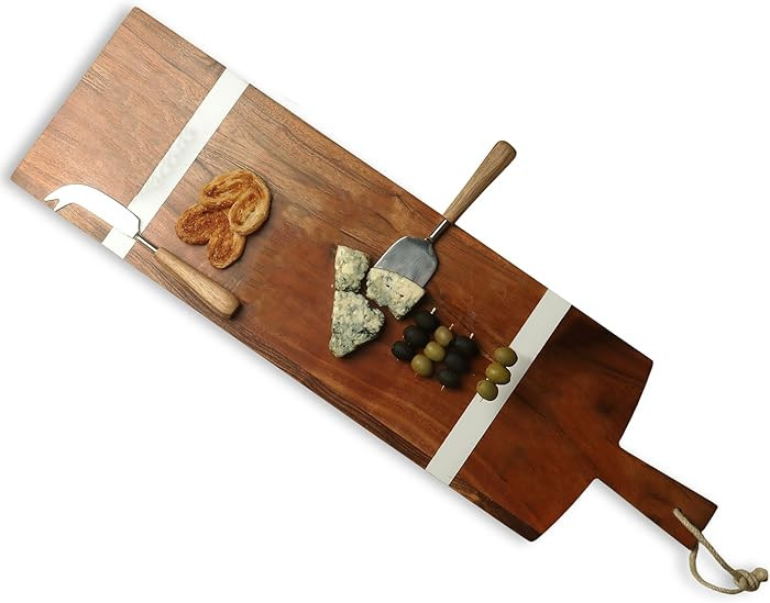 India Handicrafts Rectangular 24 x 7.5 Inch Acacia Wood Charcuterie Platter Multipurpose Chopping... | Amazon (US)